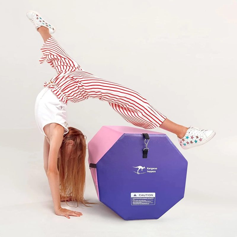 Kangaroo Hoppers 24" x 26" Gymnastics Octagon Tumbling Mat with Carrying Handles for Home Gym Exercise (Pink/ Purple) - 图片 5