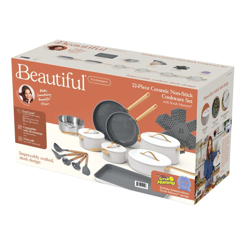 Beautiful 22pc Cookware Set, White Icing by Drew Barrymore - Image 6