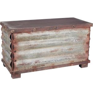 Household Essentials Decorative Box, rustic wood frame and metal siding, spacious and handcrafted