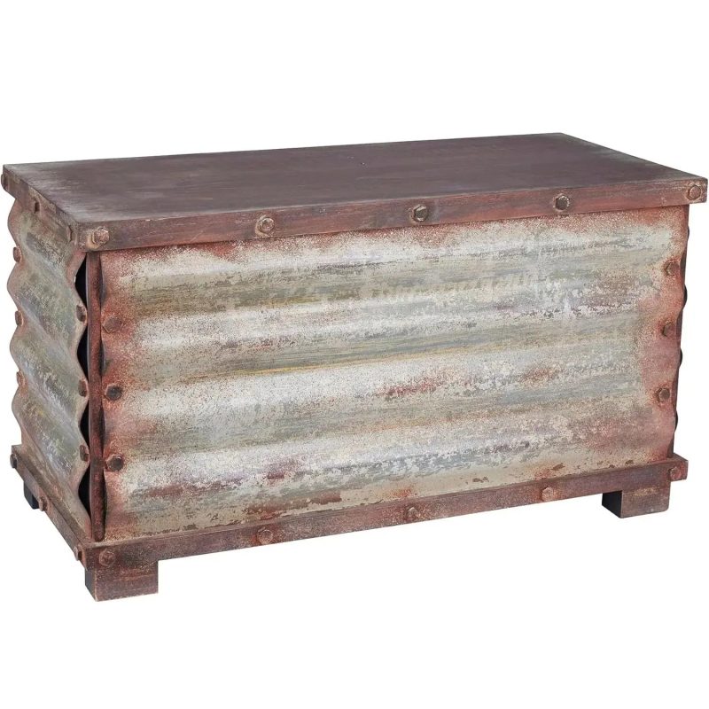 Household Essentials Decorative Box, rustic wood frame and metal siding, spacious and handcrafted