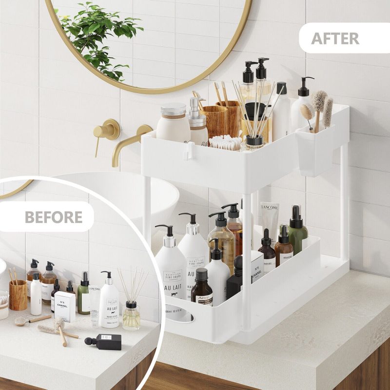 1 Pack or 2 Pack Under Sink Organizers with 2 Tier Sliding Drawers - Image 22