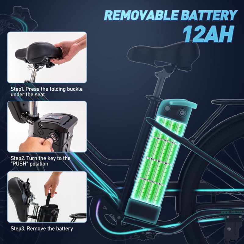 COLORWAY 26" Electric Bike for Woman, 500W Powerful Motor, 36V 12AH Removable Battery - 图片 9