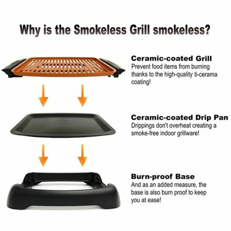 Gotham Steel Smokeless Electric Grill with Interchangeable Griddle Surface – Nonstick Multipurpose Indoor BBQ & Surface Grill As Seen on TV - Image 2