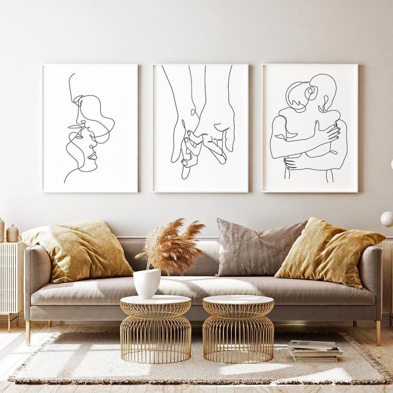 Abstract Line Loving Couple Wall Art - Image 2