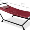 Best Choice Products Outdoor Hammock Bed with Stand for Patio, Backyard, Garden, Poolside w/Weather-Resistant Polyester, 500LB Weight Capacity, Pillow, Storage Pockets - Red - Image 8