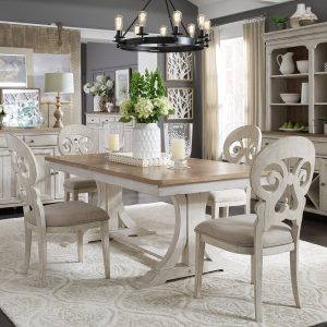 Farmhouse Reimagined 652-DR-7TRS 7 Piece Trestle Table Set