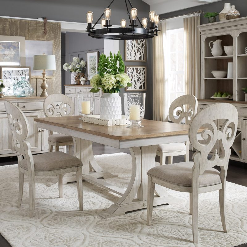 Farmhouse Reimagined 652-DR-7TRS 7 Piece Trestle Table Set