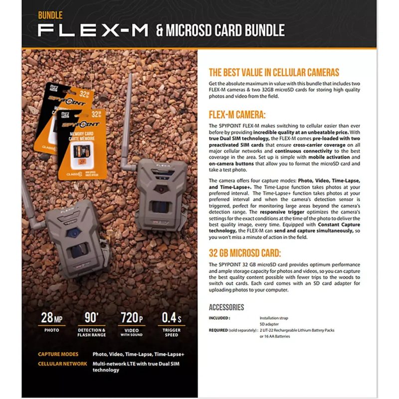 SpyPoint Flex-M Trail Camera Twin Pack, 28MP, 0.4s Trigger, Infrared Flash, SD Cards Included - Image 8