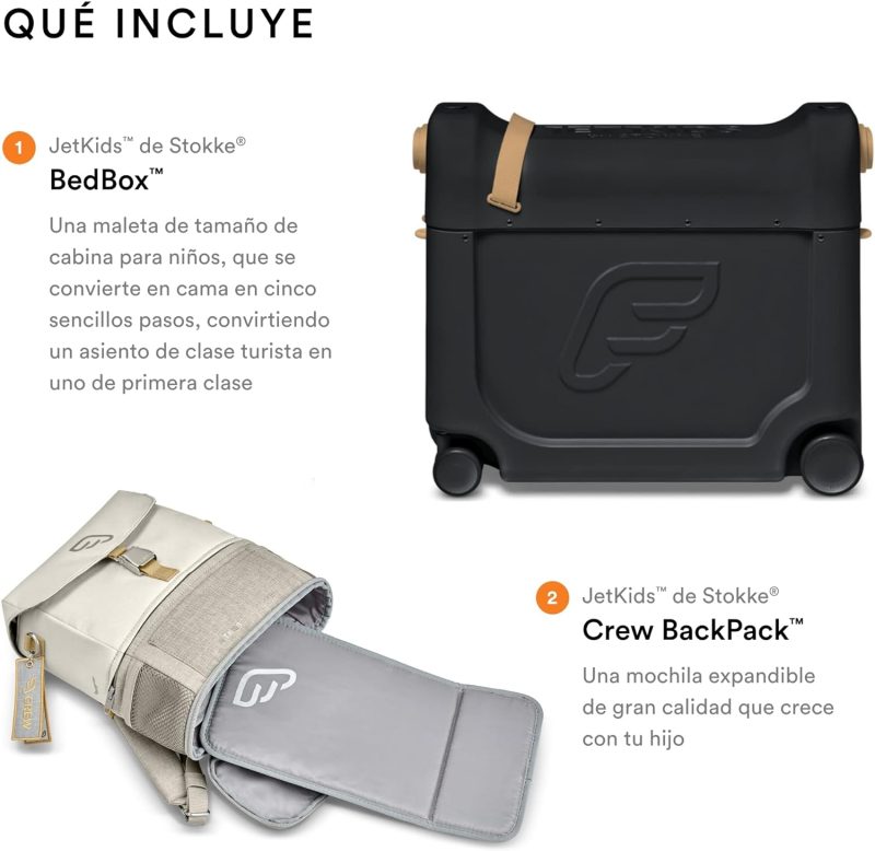 JetKids by Stokke Travel Bundle - Includes Kid Ride-On Suitcase & In-Flight Bed + Crew BackPack - Best for Ages 3-7 - 图片 5