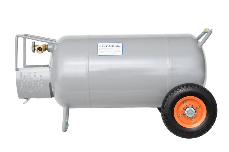 Flame King 40lb Horizontal & Vertical Empty Propane Cylinder with OPD & Wheels - Image 4