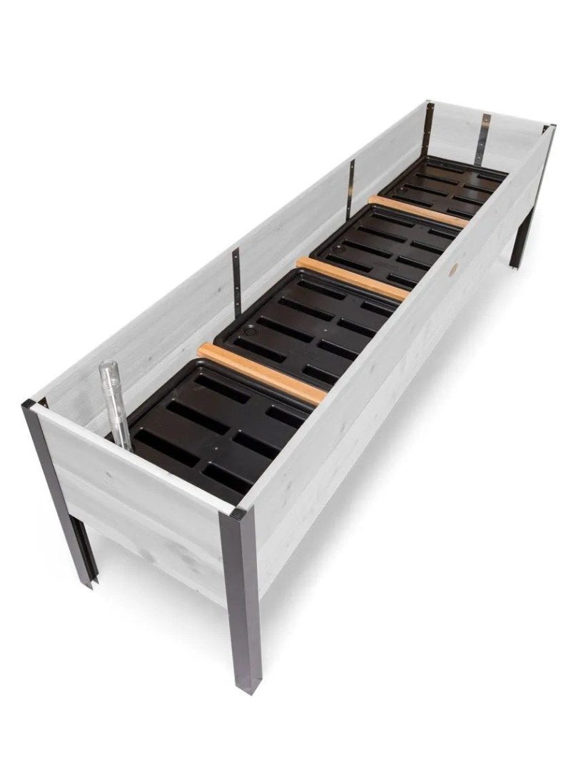 EcoStained Self-Watering Raised Planter Box with Aluminum Legs, Cedar/Cypress, 96   x24   x29 - Image 4