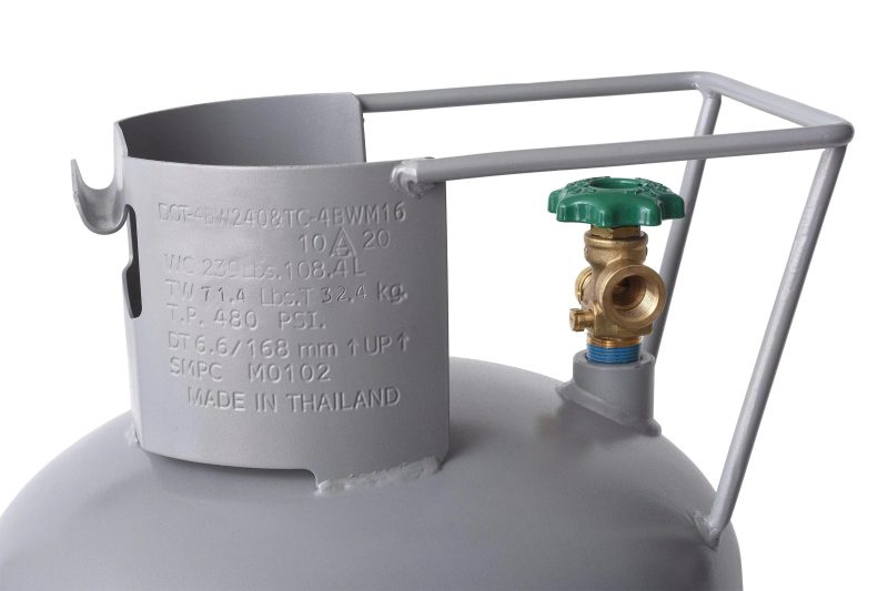 Flame King 100lb Empty Horizontal & Vertical Propane Cylinder with POL & Wheels - Image 4