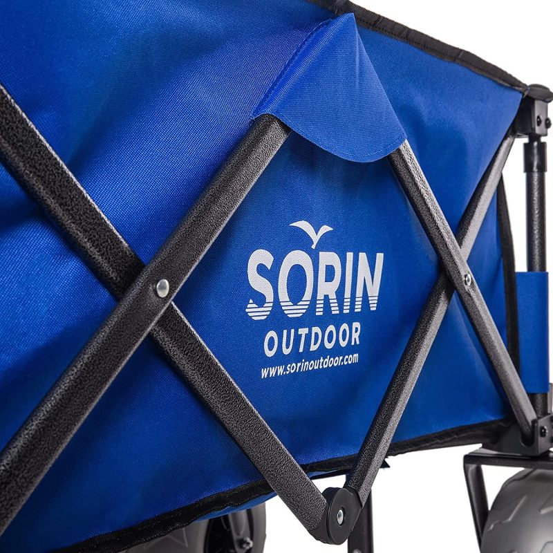 Sorin Outdoor Heavy Duty Collapsible Foldable Beach Cart with Balloon Wheels for Sand Garden Wagon Camping Beach Wagon with Balloon Tires Cart for Beach with Big Wheels Inflatable Tires - Image 3