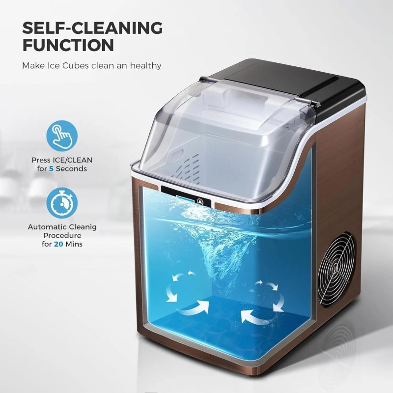 Ice Makers Countertop, 45lbs/Day Pebble Ice Maker Machine with 24-Hour Timer, Self-Cleaning Sonic ice Maker with Ice Scoop - 图片 5