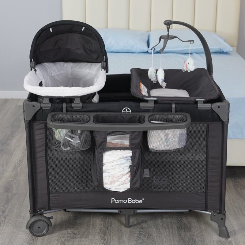 Pamo Babe Unisex Nursery Center Playard with Bassinet & Changing Table - Image 7
