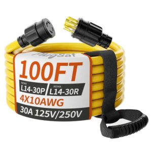PlugSaf 100FT 30 Amp Generator Extension Cord 4 Prong