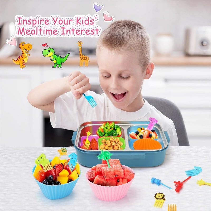 80 Pcs Silicone Lunch Box Dividers for Kids Lunch Accessories Set - Image 2