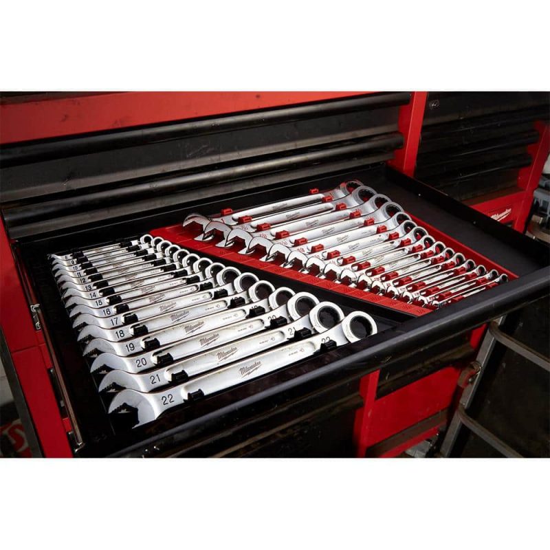 Milwaukee SAE/Metric Combination Ratcheting Wrench Mechanics Tool Set (30-Piece) 48-22-9416-48-22-9516 - Image 9