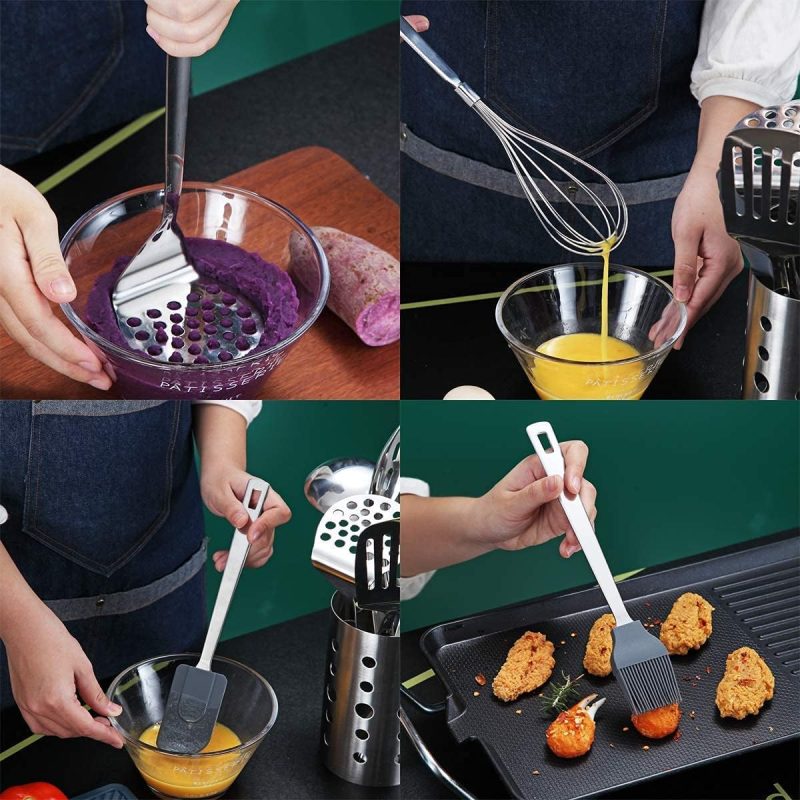 13 Pieces Stainless Steel Cooking Utensils Set With Utensil Holder - Image 6