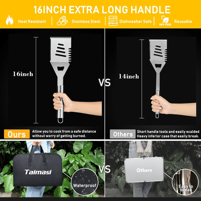 34 Pcs BBQ Grill Accessories Tools Set, 16 Inches Stainless Steel Grilling Tools With Carry Bag - Image 2