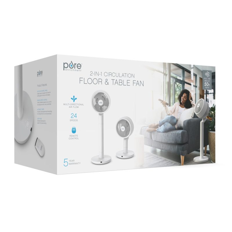 2-in-1 Circulating Floor Desk Fan 24 Fan Speeds, Vertical and Horizontal Oscillation, Optional Remote Control Operation, Auto-Off Timer and Sleep Mode Ideal for the Whole House - Image 16