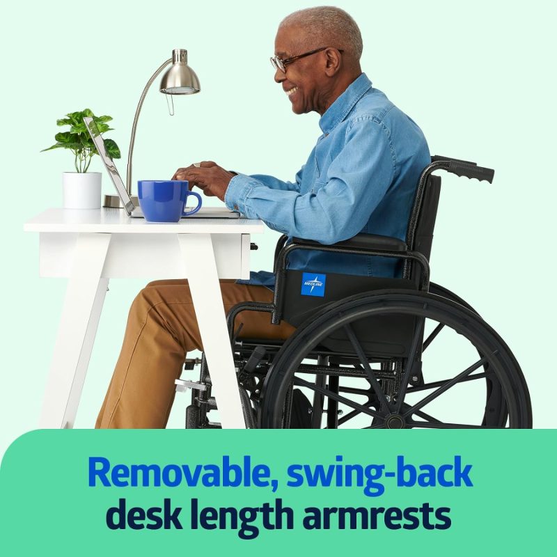 Lightweight Wheelchair for Adults With Swing-Back, Desk-Length Arms, Elevating Leg Rests; 18W" x 16"D Seat - Image 5
