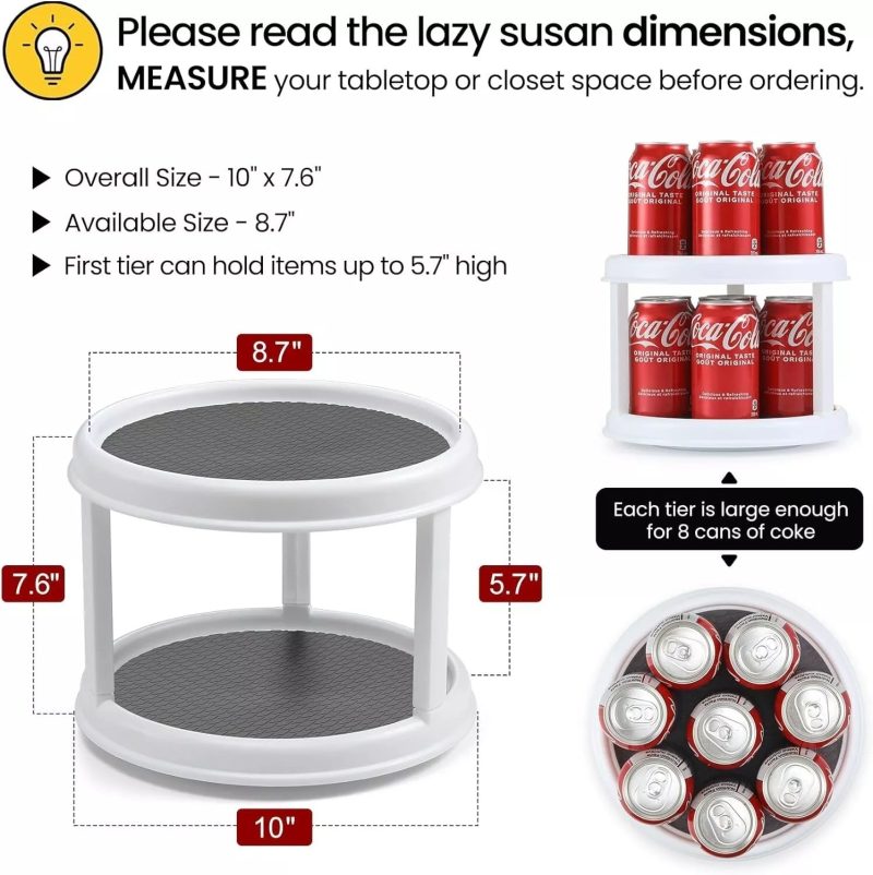 2 Tier Lazy Susan 360° Turntable, 10 inch, Kitchen Spice Organizer Rack - Image 4