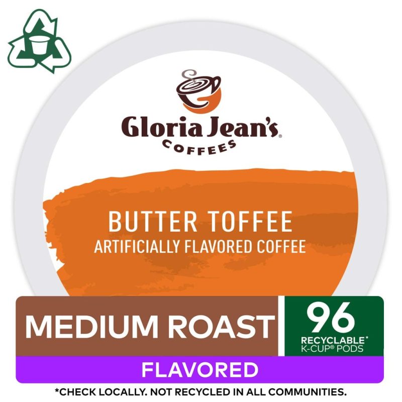 Gloria Jean’s Butter Toffee Medium Roast Coffee K-Cup Pods, 96 Count, Arabica, Recyclable - Image 12