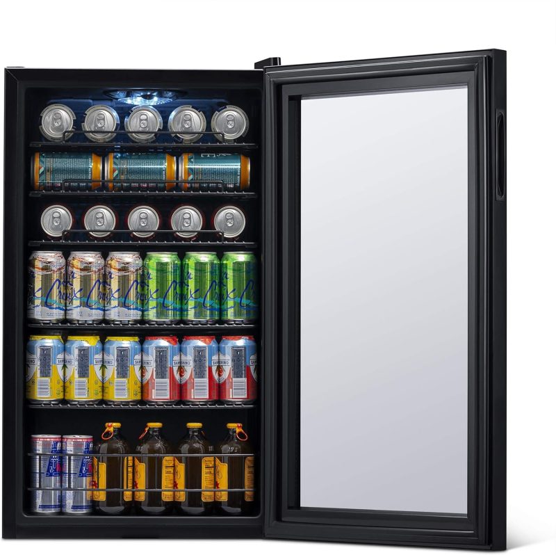 Beverage Refrigerator Cooler | 126 Cans Free Standing with Right Hinge Glass Door | Mini Fridge Beverage Organizer Perfect For Beer, Wine, Soda, And Cooler Drinks - Image 60