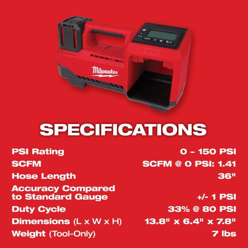 2848-20 M18 18-Volt Lithium-Ion Cordless Inflator (Tool-Only) - Image 21