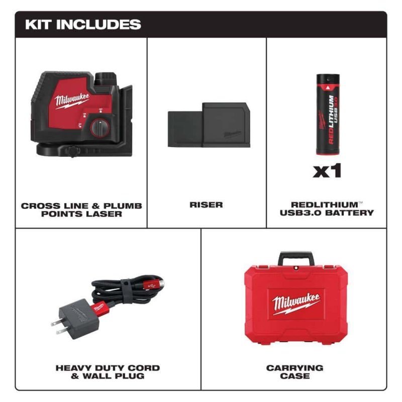 3522-21 Green 100 ft. Cross Line and Plumb Points Rechargeable Laser Level with REDLITHIUM Lithium-Ion USB Battery and Charger - Image 17