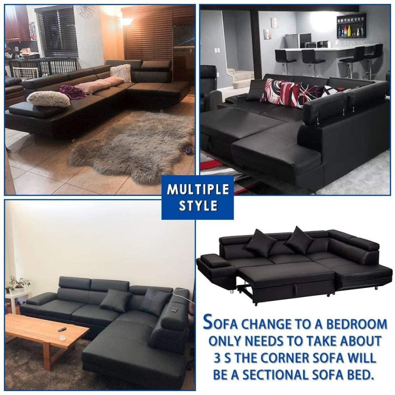 g Black Sofa Sectional Sofa Bed futon - Image 7