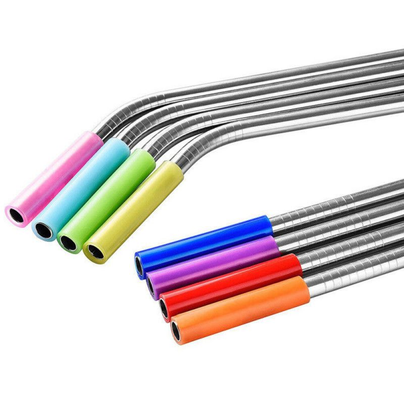 8 Pcs Stainless Steel Metal Drinking Reusable Straws + Cleaner Brush Kit - 图片 12