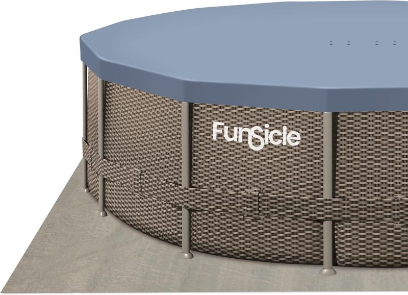 Funsicle 16ft x 48in Round Oasis Designer Above Ground Pool, Dark Double Rattan with SkimmerPlus Filter Pump & Ladder - MadeInUSA - Image 5