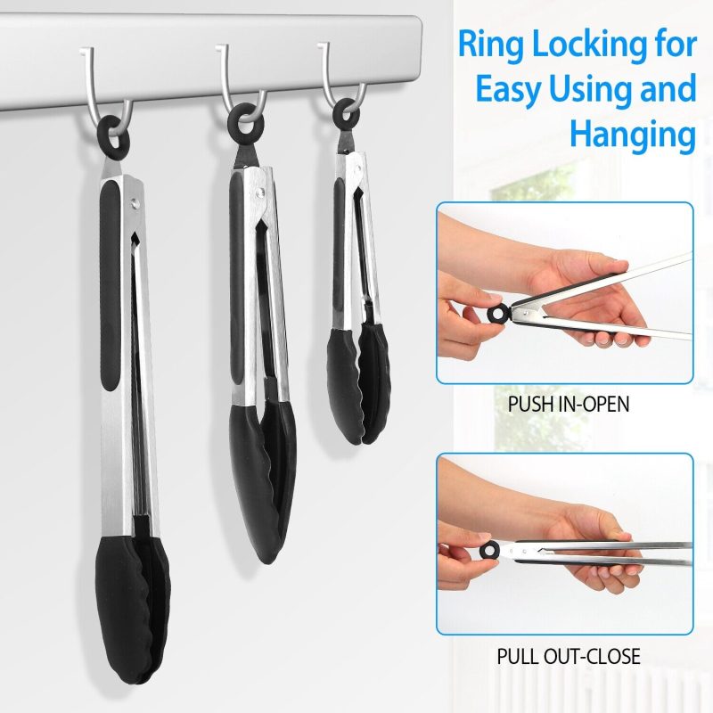 3 Pack Stainless Steel  Cooking Tongs Set - Image 3