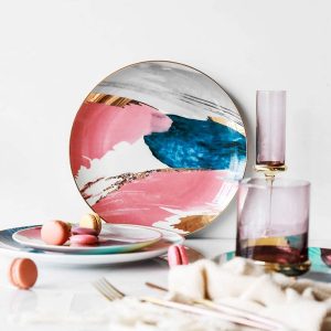 Abstract Watercolor Dinner and Serving Plates