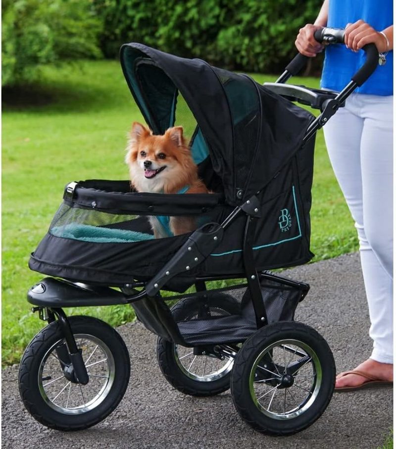 No-Zip NV Pet Stroller for Cats/Dogs, Zipperless Entry, Easy One-Hand Fold, Gel-Filled Tires, Plush Pad + Weather Cover Included, 3 colors - Image 2