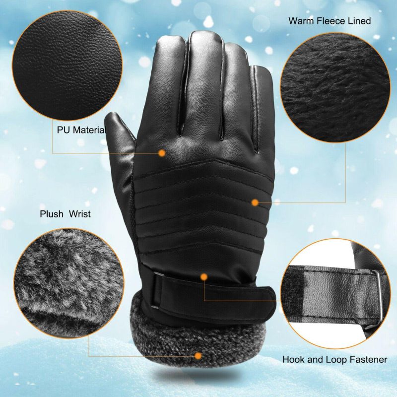 -30°C Leather Waterproof Winter Warm Ski Gloves | Touch Screen Compatible - Image 2