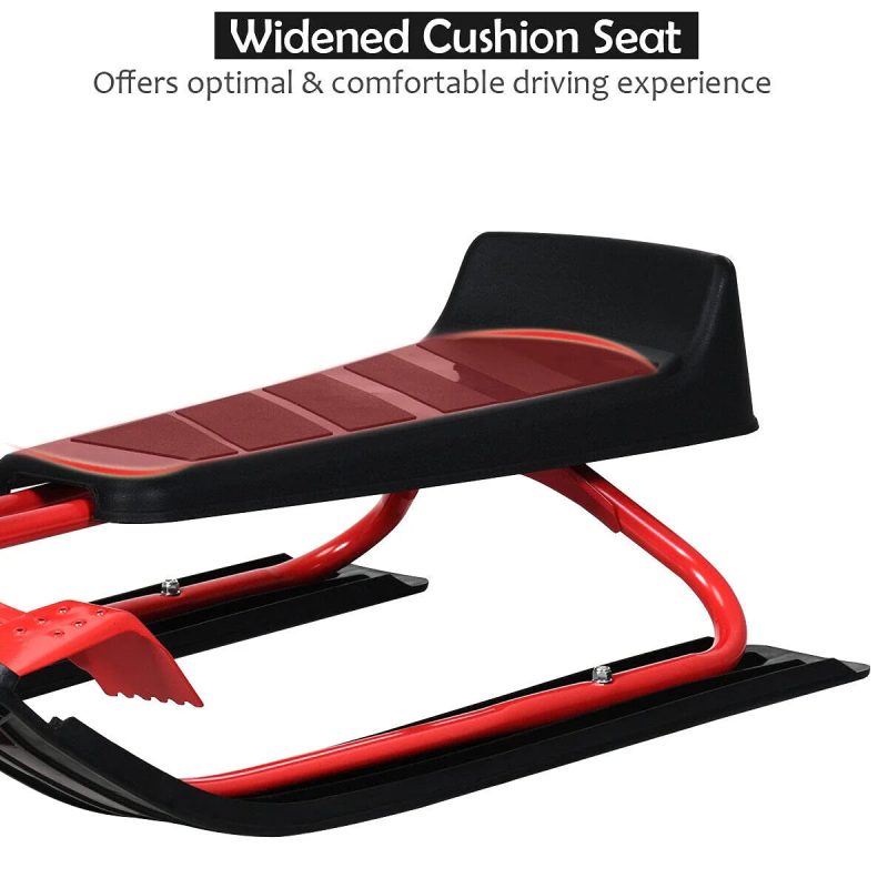 Snow Racer Sled, Ski Sled Slider Board with Steering Wheel, Twin Brakes - Image 9