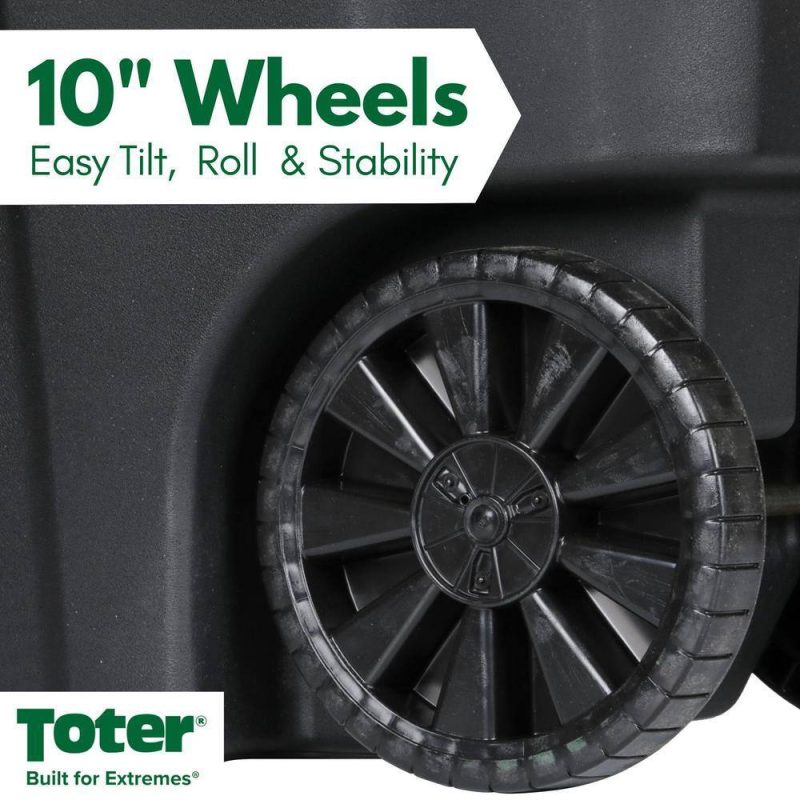 Toter 64 Gallon Black Outdoor Trash Can with Wheels & Lid, Durable & Recyclable - Image 4