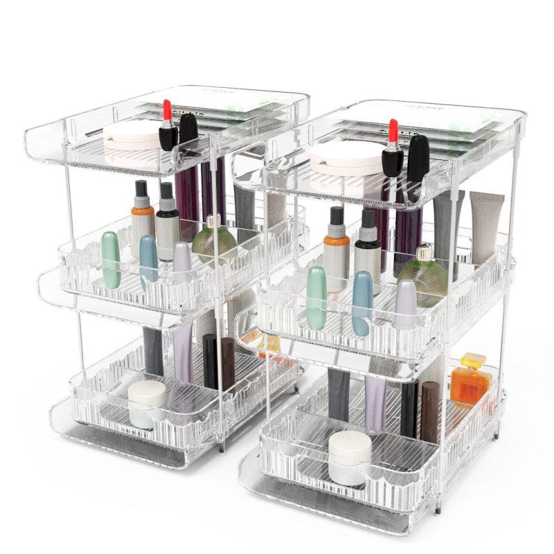 2 Sets-  3-Tier Clear Kitchen Organizer with Dividers - Image 2