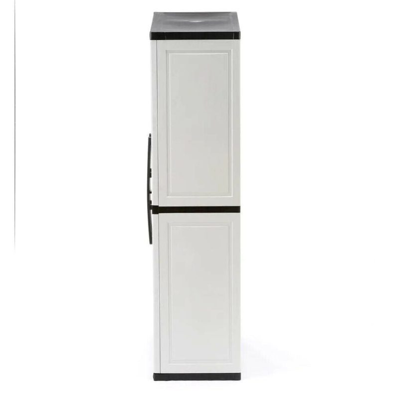 HDX Gray Plastic Freestanding Garage Cabinet, 35′′W x 71′′H x 18′′D, with Adjustable Shelves and Lockable Doors - Image 4
