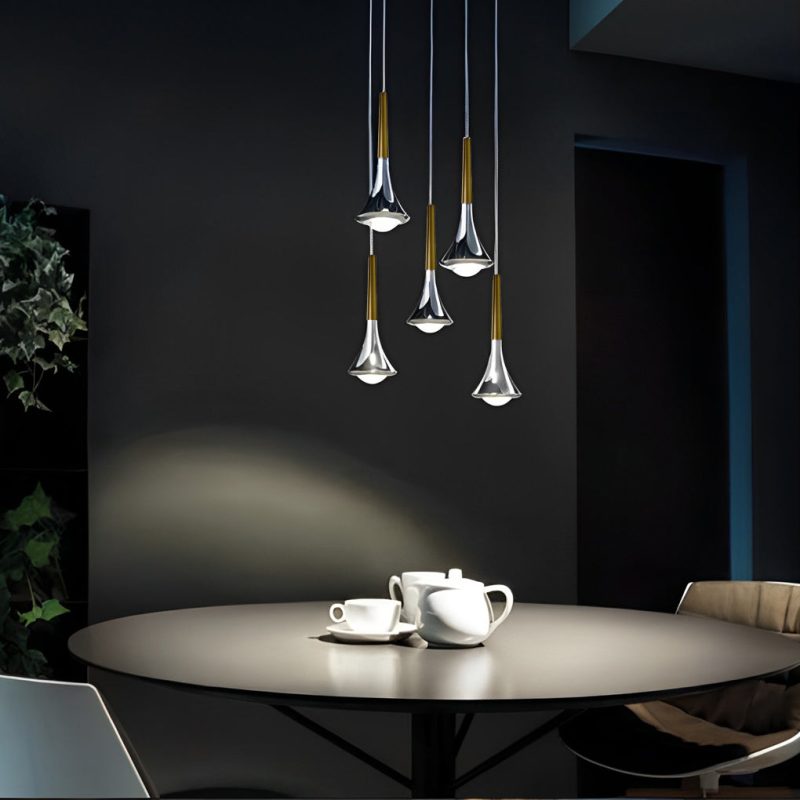 1-Light Water Drop Metal LED Nordic Stair Pendant Light - Image 5