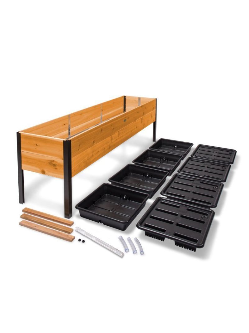EcoStained Self-Watering Raised Planter Box with Aluminum Legs, Cedar/Cypress, 96   x24   x29 - Image 5