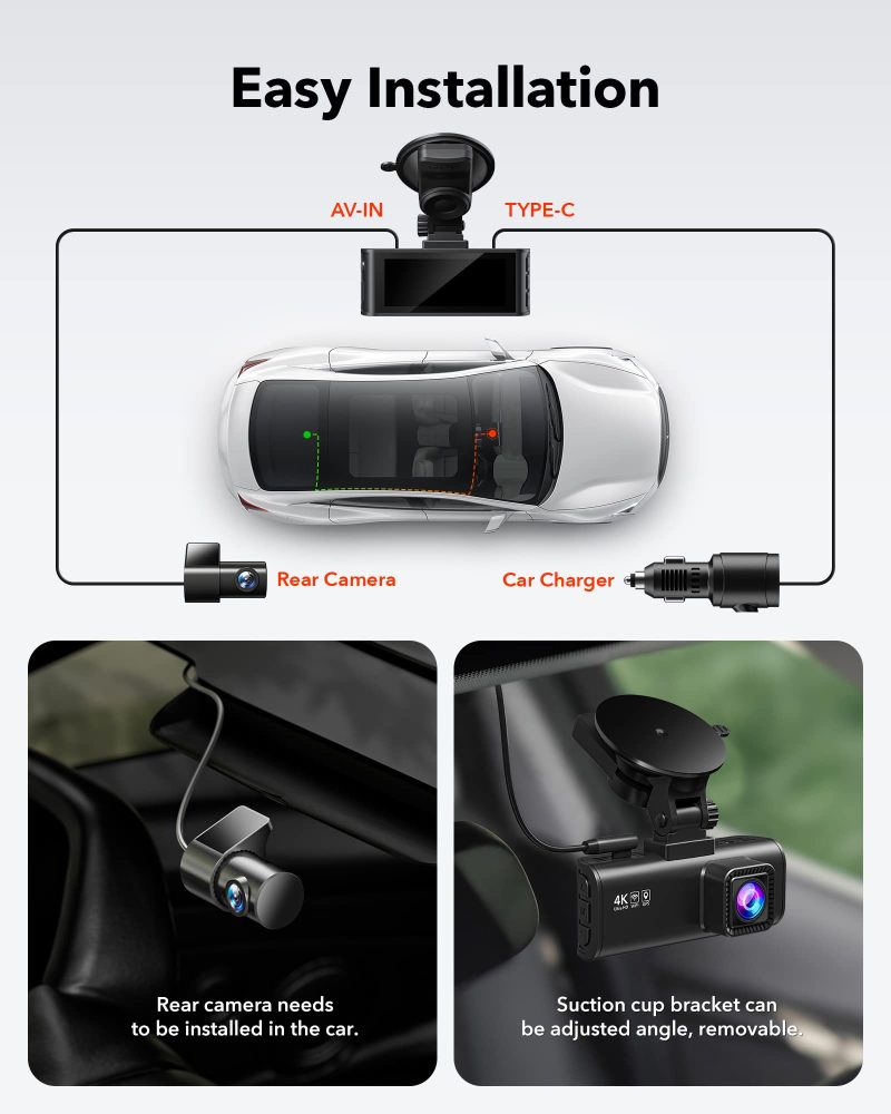 REDTIGER Dash Cam Front Rear, 4K/2.5K Full HD Dash Camera for Cars - Image 3
