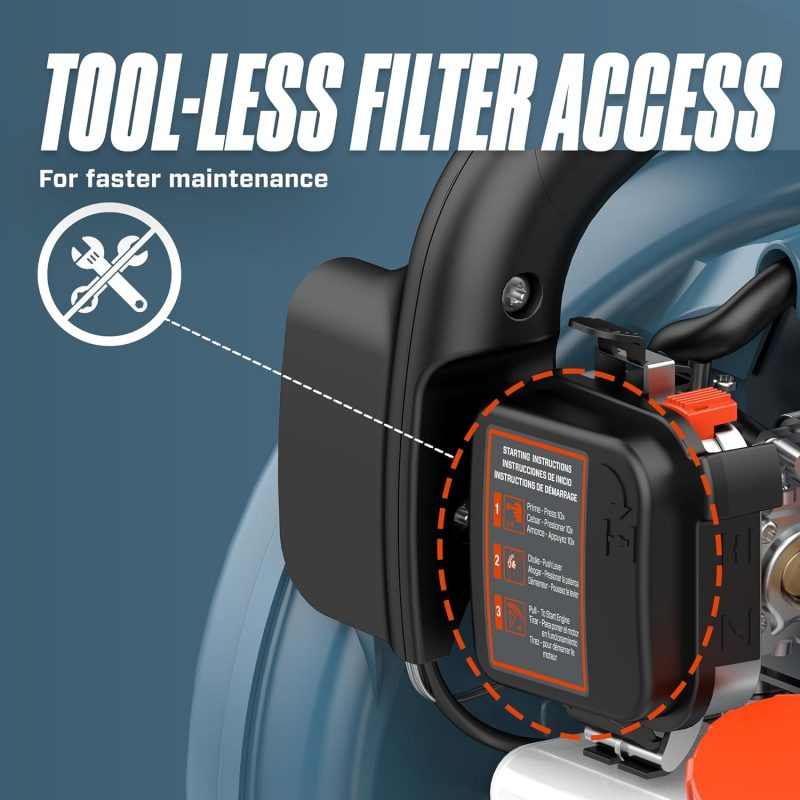 4QL 26.5 cc 4-Cycle Handheld Gas Leaf Blower, Up to 410 CFM and 125 MPH, Easy Start, Lightweight, Dual Grip Handle (BL4QL-L) - Image 6