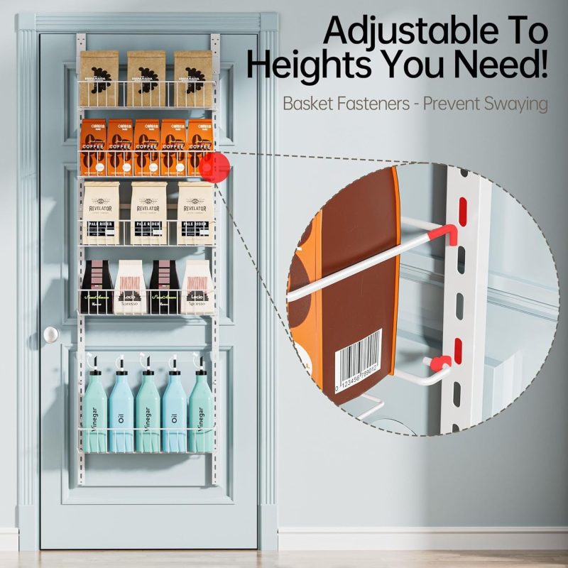 6-Tier Over The Door Adjustable Pantry Door Organizer - Image 2