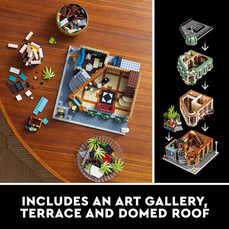 LEGO Icons Boutique Hotel 10297 Modular Building Display Model Kit for Adults to Build, Set with 5 Detailed Rooms Including Guest Rooms and Gallery - Image 4