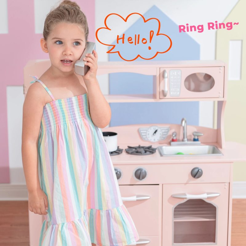 Little Chef Westchester Retro Wooden Play Kitchen, Pink - Image 2