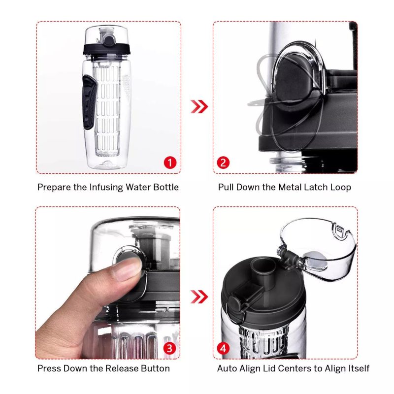 32 Oz Fruit Infusing Infuser Water Bottle- BPA Free - Image 4